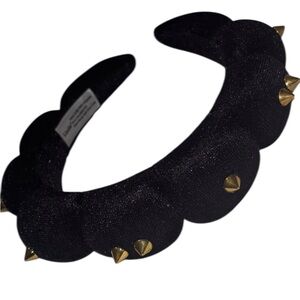 Neiman Marcus Black Velvet Headband with Gold Accents